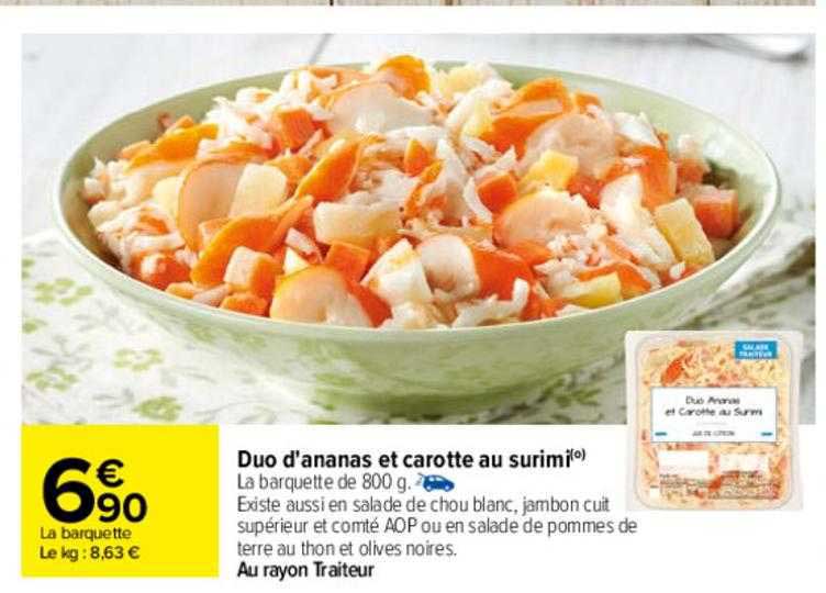 duo d'ananas et carotte au surimi