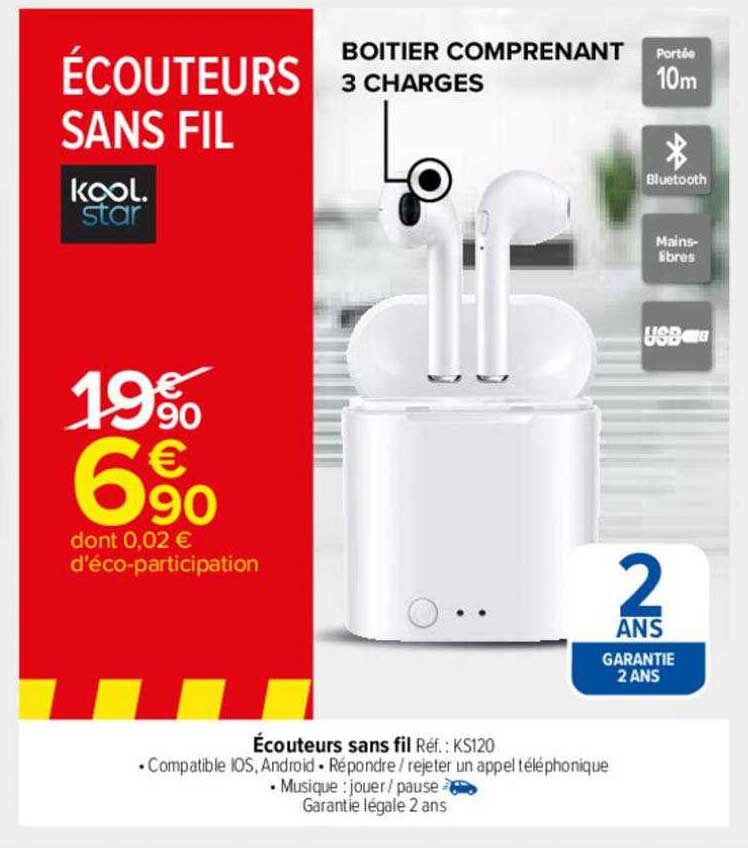 écouteurs sans fil kool star