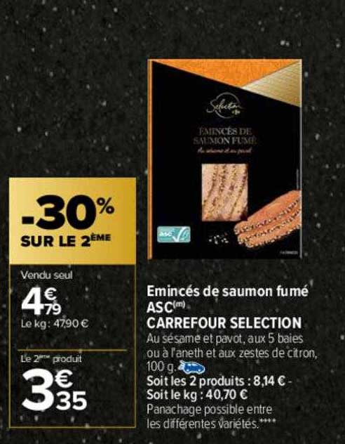 émincés De Saumon Fumé Asc Carrefour Sélection