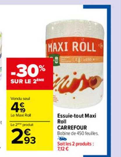 essuie-tout maxi roll carrefour