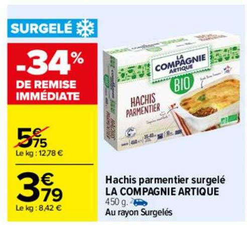 hachis parmentier surgelé la compagnie artique