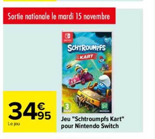 jeu "schtroumpfs kart" pour nintendo switch