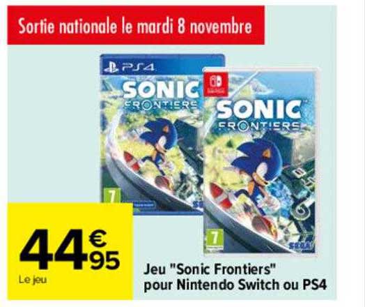 jeu "sonic frontiers" pour nintendo switch ou ps4