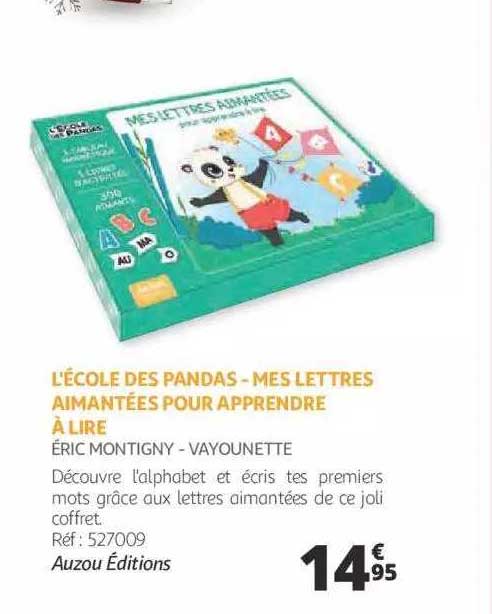 l'école des pandas - mes lettres aimantées pour apprendre à lire - éric montigny - vayounette