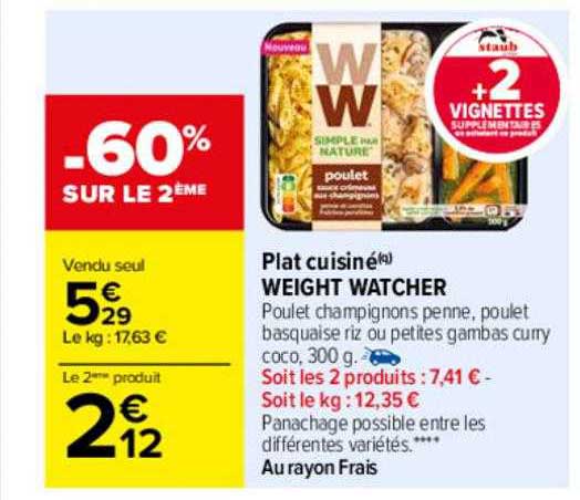 plat cuisiné weight watcher