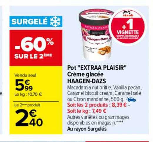 pot "extra plaisir" crème glacée häagen-dazs