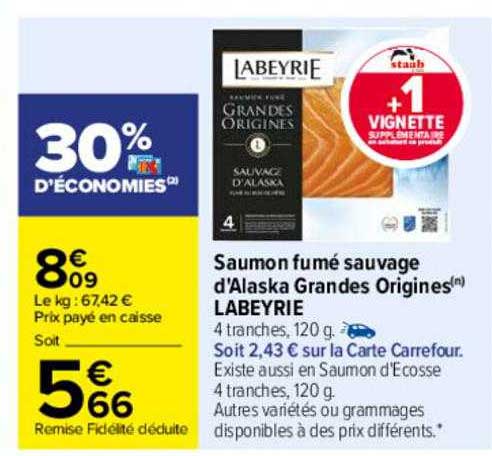 saumon fumé sauvage d'alaska grandes origines labeyrie