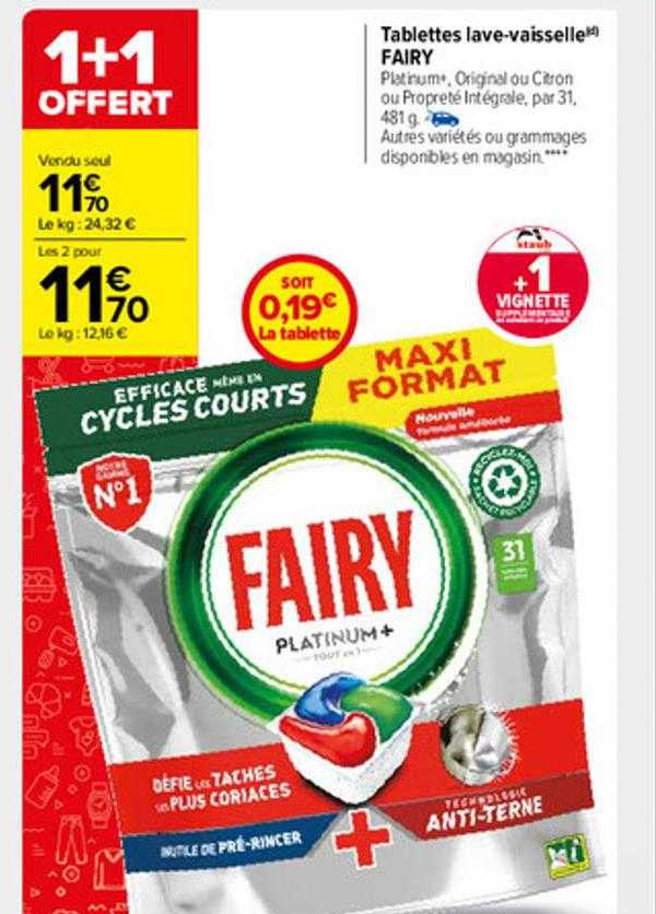 tablettes lave-vaisselle fairy