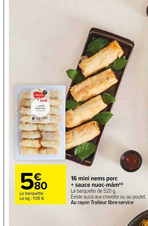 16 mini nems porc + sauce nuoc-mâm