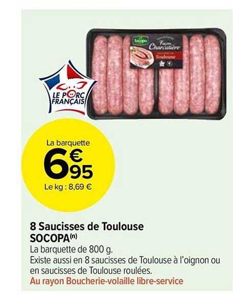 8 Saucisses De Toulouse Socopa