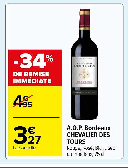 a.o.p. bordeaux chevalier des tours