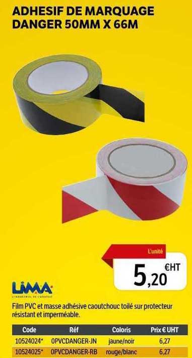 Adhésif De Marquage Danger 50 Mm X 66 M Lima