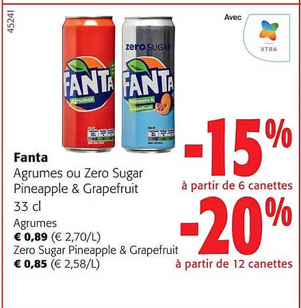 agrumes ou zero sugar pineapple & grapefruit fanta