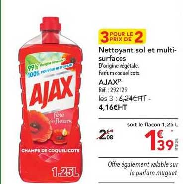 ajax nettoyant sol et multi-surfaces