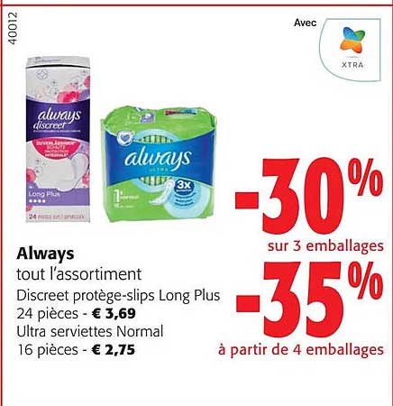 always discreet protège-slips long plus, ultra serviettes normal