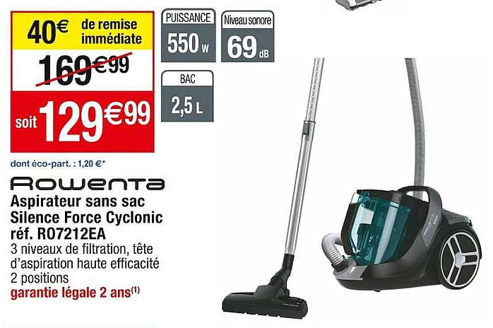 aspirateur sans sac silence force cyclonic rowenta