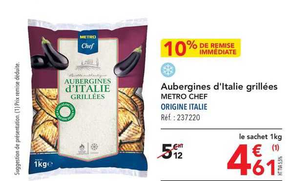 aubergines d'italie grillés metro chef