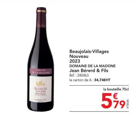 beaujolais-Villages nouveau 2023 domaine de la madone jean bérerd & fils