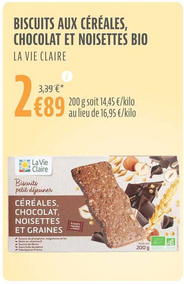 Biscuits Aux Céréales, Chocolat Et Noisettes Bio