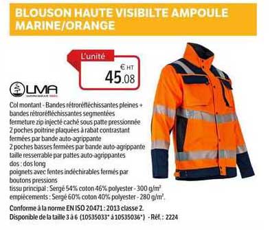 blouson haute visibilité ampoule marine/orange lma