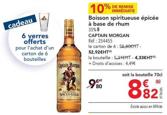 boisson spiritueuse épicée à base de rhum captain morgan