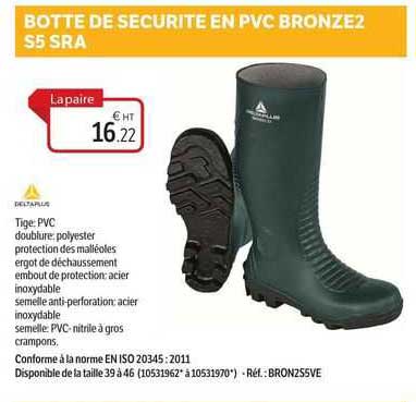 botte de sécurité en pvc bronze2 s5 sra deltaplus