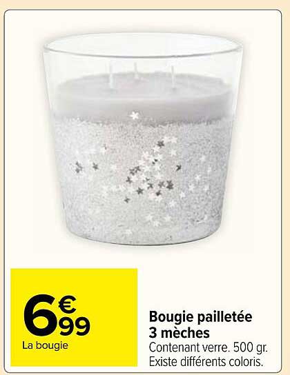 Bougie Pailletée 3 Mèches