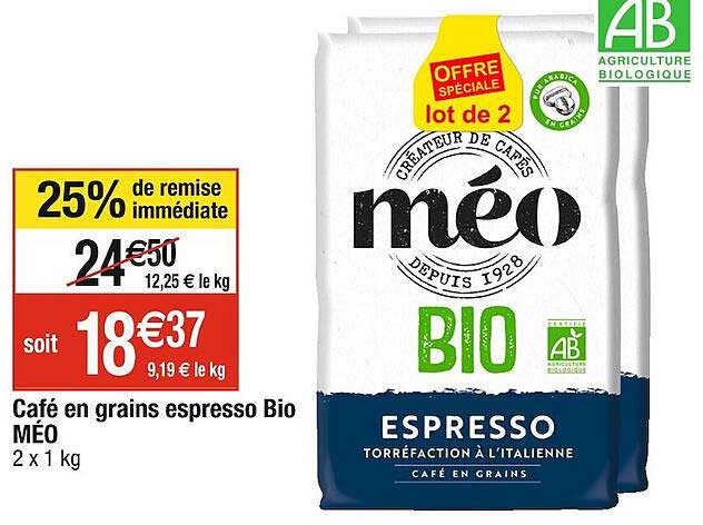 Café En Grains Espresso Bio Méo