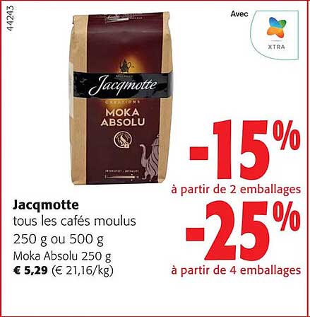 cafés moulus jacqmotte, moka absolu