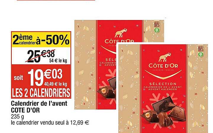 calendrier de l'avent côte d'or