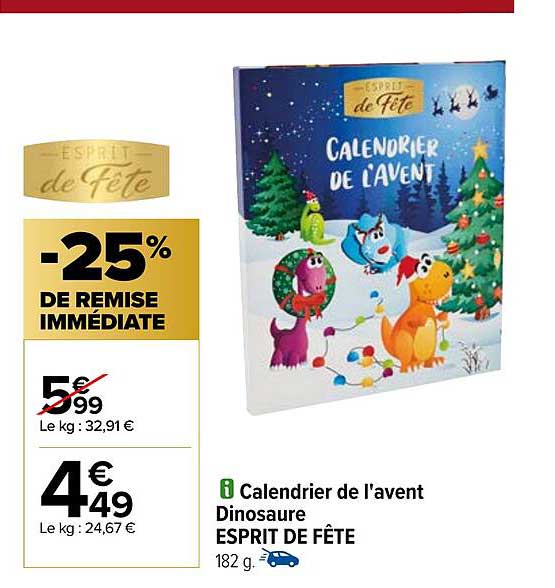 calendrier de l'avent dinosaure esprit de fête