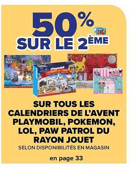 calendriers de l'avent playmobil, pokémon, lol, paw patrol du rayon jouet