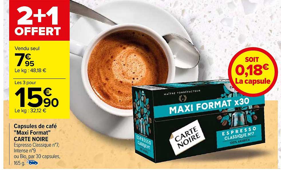 capsules de café "maxi format" carte noire