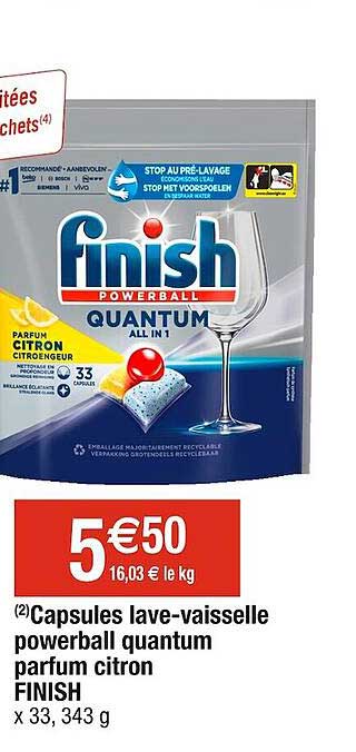 capsules lave-vaisselle powerball quantum parfum citron finish