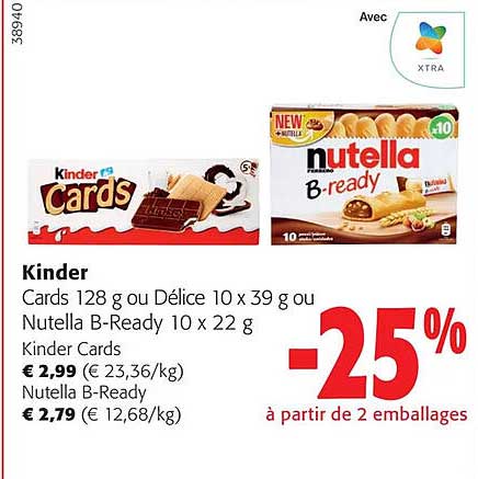 cards ou délice ou nutella b-ready kinder