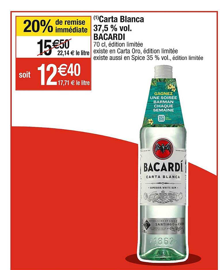 carta blanca 37,5% vol bacardi