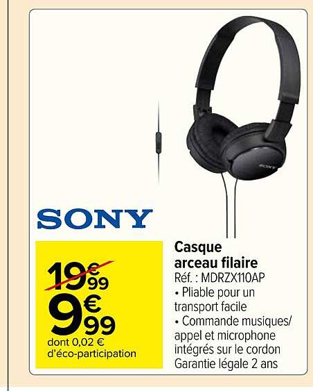 Casque Arceau Filaire Sony