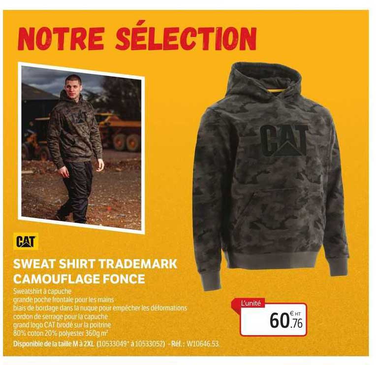 cat sweat shirt trademark camouflage fonce
