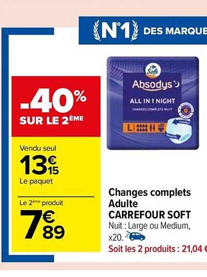 changes complets adulte carrefour soft