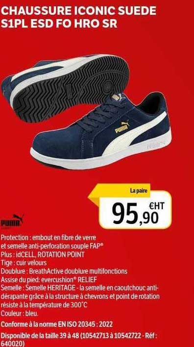 chaussure iconic suede s1pl esd fo hro sr