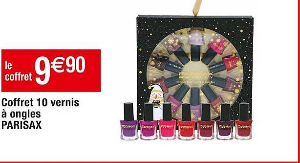 coffret 10 vernis à ongles parisax