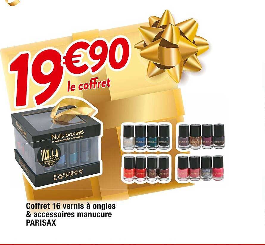 coffret 16 vernis à ongles & accessoires manucure parisax