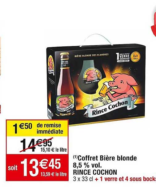 coffret bière blonde 8,5% vol. rince cochon