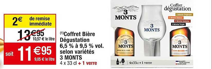 coffret bière dégustation 6,5% à 9,5% vol. selon variétés 3 monts