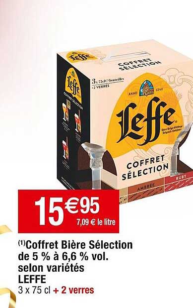 coffret bière sélection de 5% à 6,6% vol. selon variétés leffe