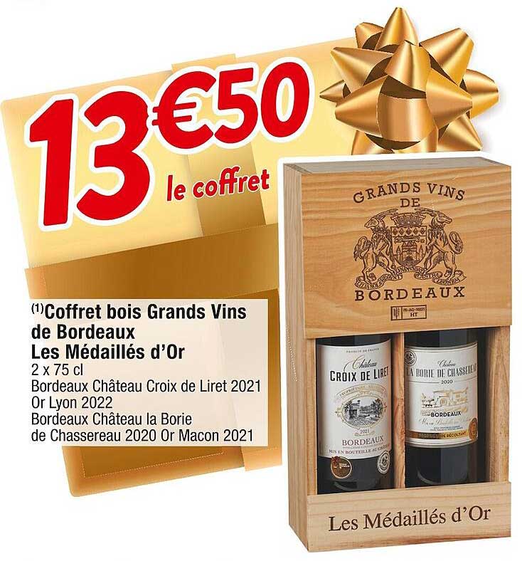 coffret bois grands vins de bordeaux les médaillés d'or