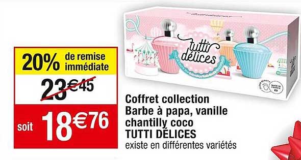 coffret collection barbe à papa, vanille chantilly coco tutti délices