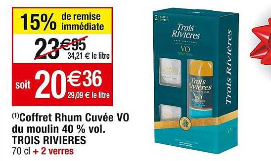 coffret rhum cuvée v0 du moulin 40% vol. trois rivières