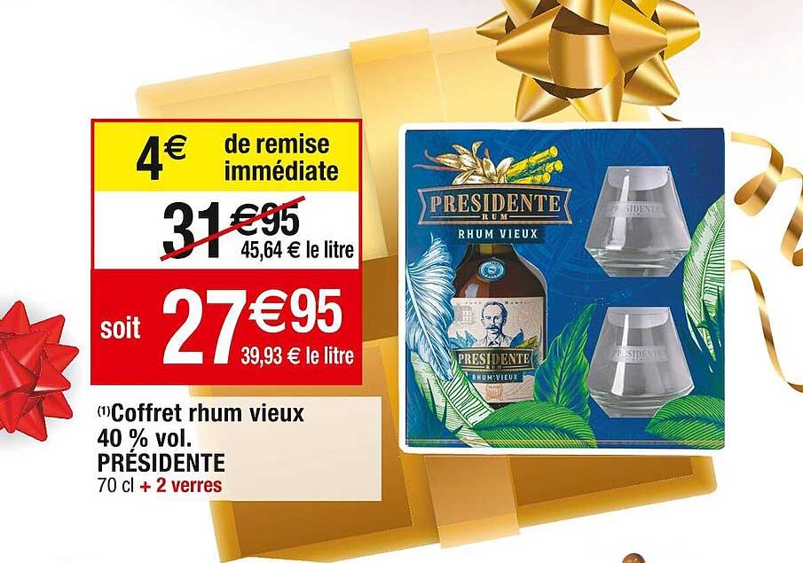 coffret rhum vieux 40% vol. présidente