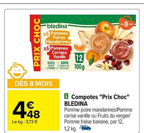 compotes "prix choc" blédina